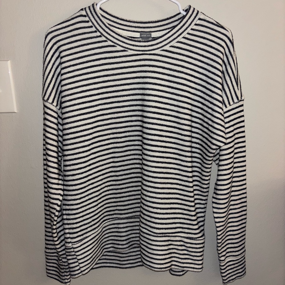Aerie Striped Long Sleeve Tee in Black and White
